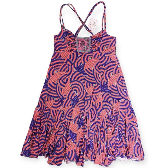 Free People Blue and orange red Mini Dress - Picture 4 of 16